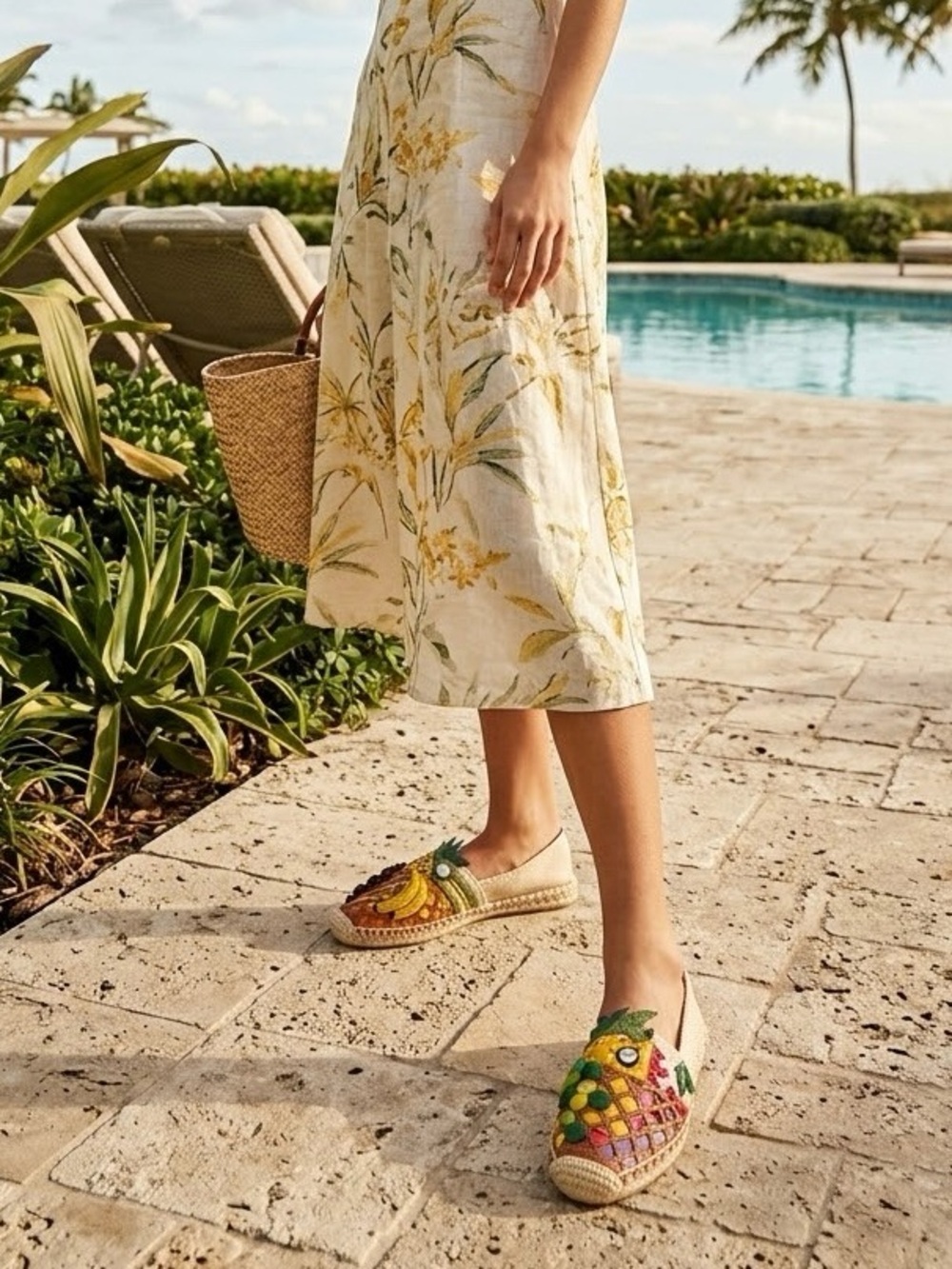 Tory Burch Multicolor Pineapple Embroidered Espadrilles